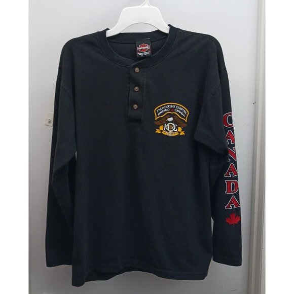 Harley-Davidson Men's Shirt M Thunder Bay Ontario Canada Long Sleeve 3 Buttons - Picture 4 of 13